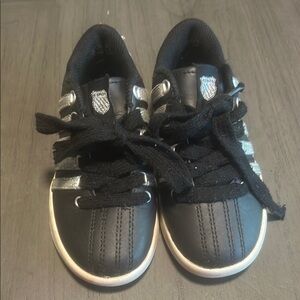 K-Swiss Black and Silver Sneakers with Velcro Straps